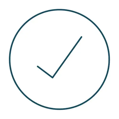 Blue checkmark icon in a circle, representing approval, confirmation, or task completion.