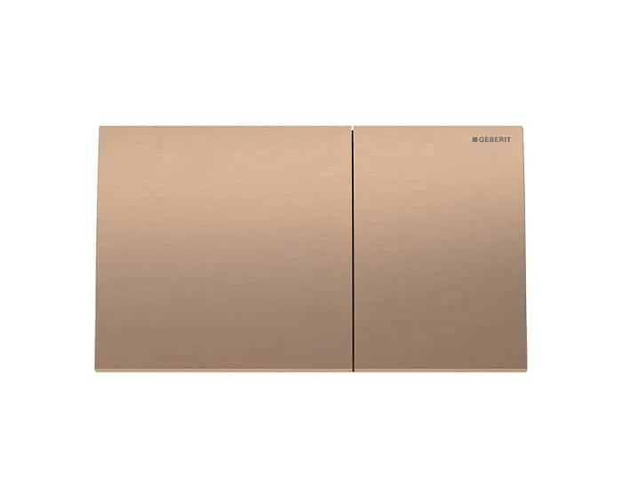 Geberit dual flush button in red gold