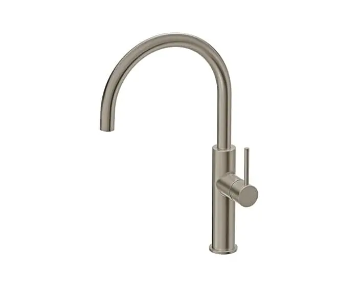 Mizu Drift Gooseneck Sink Mixer in brushed nickel