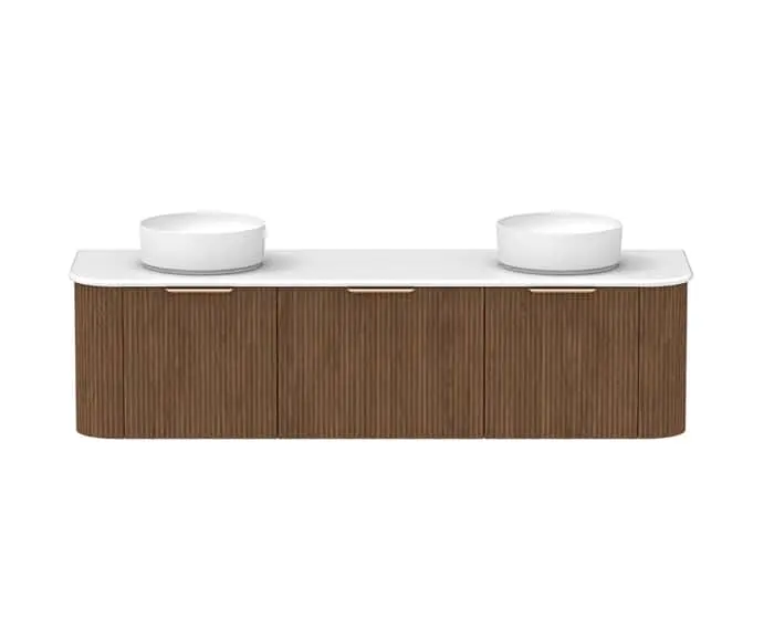 Kado Neue fluted timber vanity with two basins