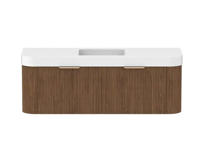Kado Neue fluted timber vanity with curved edges