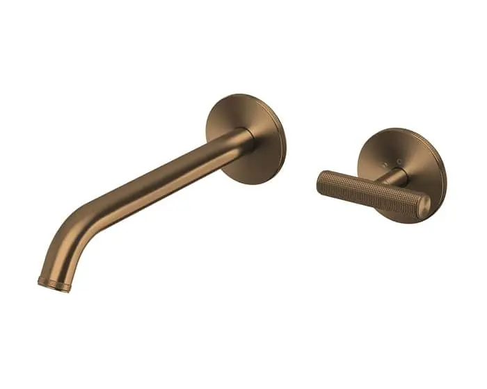 Milli Etch basin outlet and mixer in brushed bronze