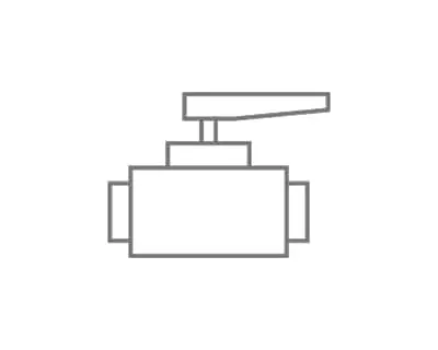 Simple line drawing of a valve with rectangular body and control handle.