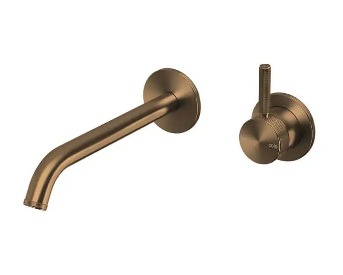 Milli Etch basin outlet and mixer in brushed bronze