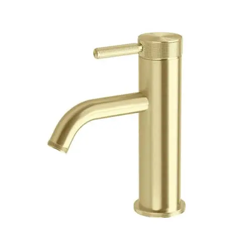 Milli Etch basin mixer tap in brushed gold.