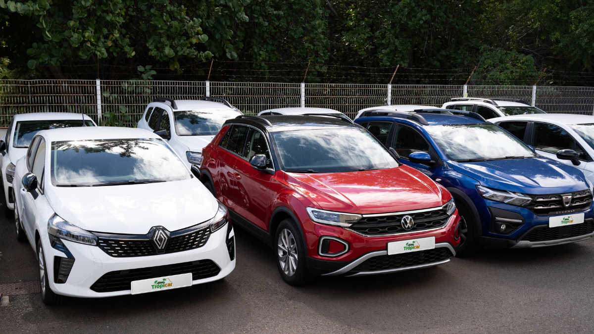 Various car models available at Tropicar in La Réunion