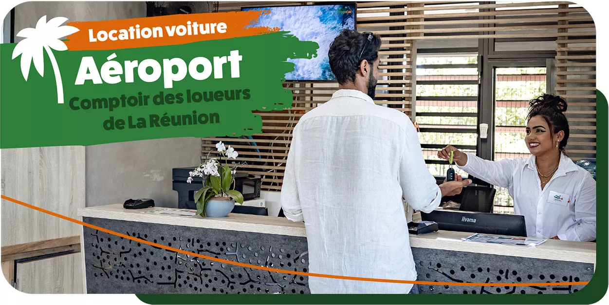 Comptoir de location de voiture à l'aéroport de Saint-Denis de La Réunion