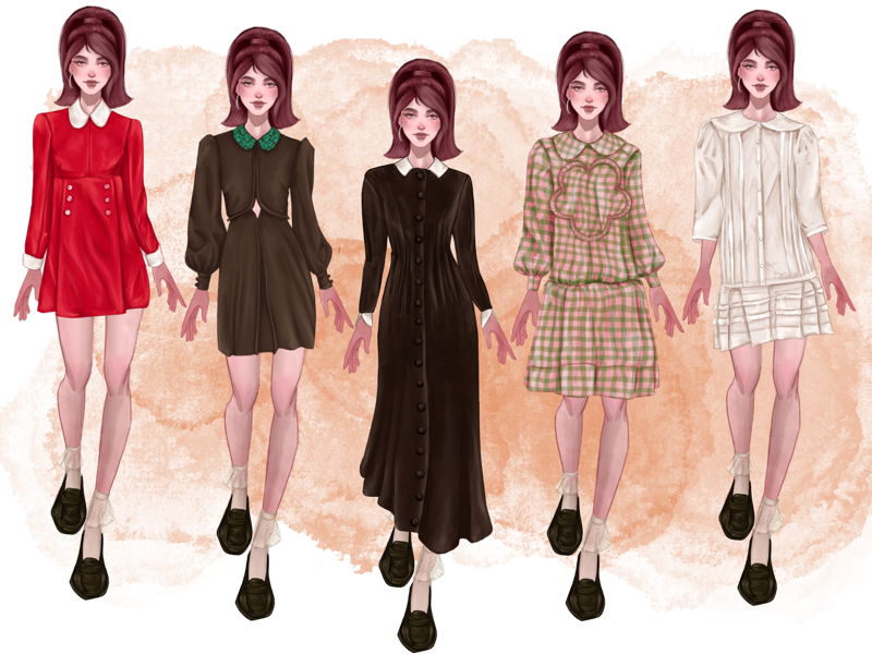 Dresses with a Turn-Down Collar for Procreate