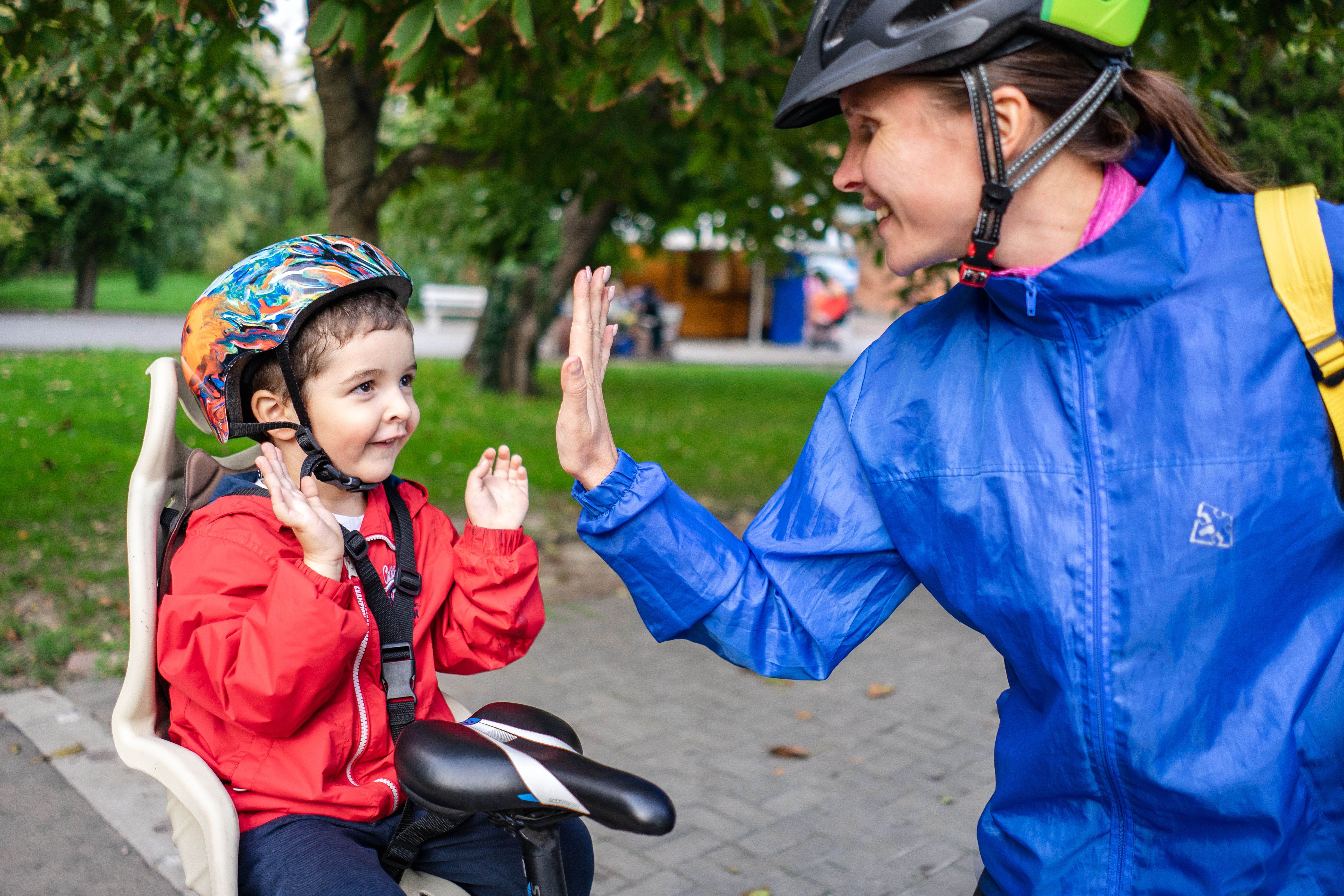 Adult and child on a bike