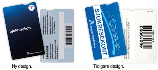 Bild på två sjukresekort med olika design