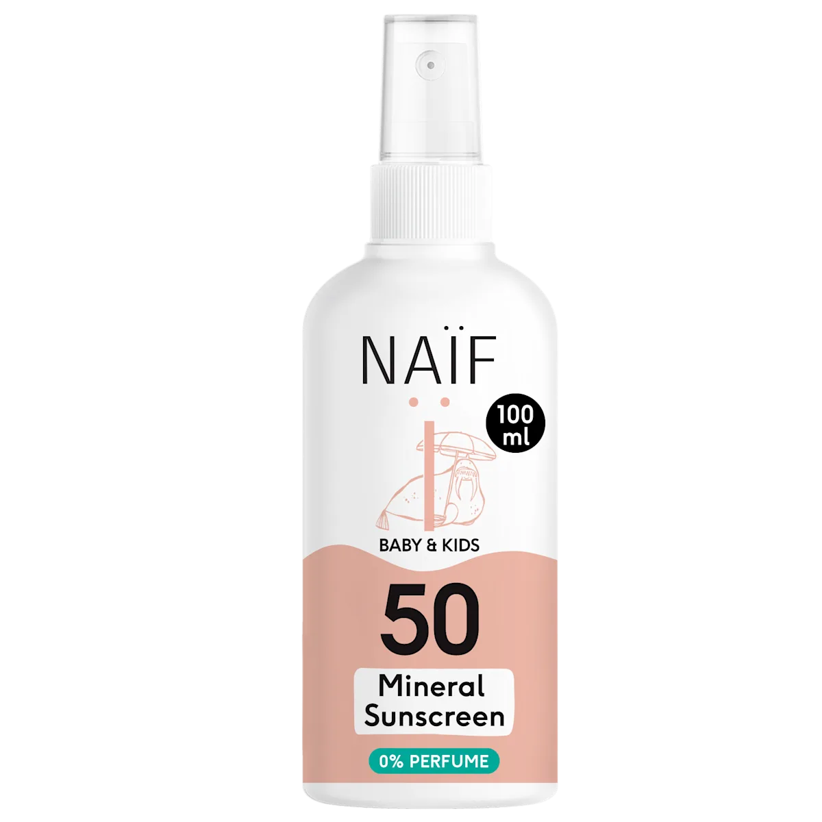 Minerale Zonnebrandspray 0% parfum SPF50 voor Baby & Kids 100ml DE