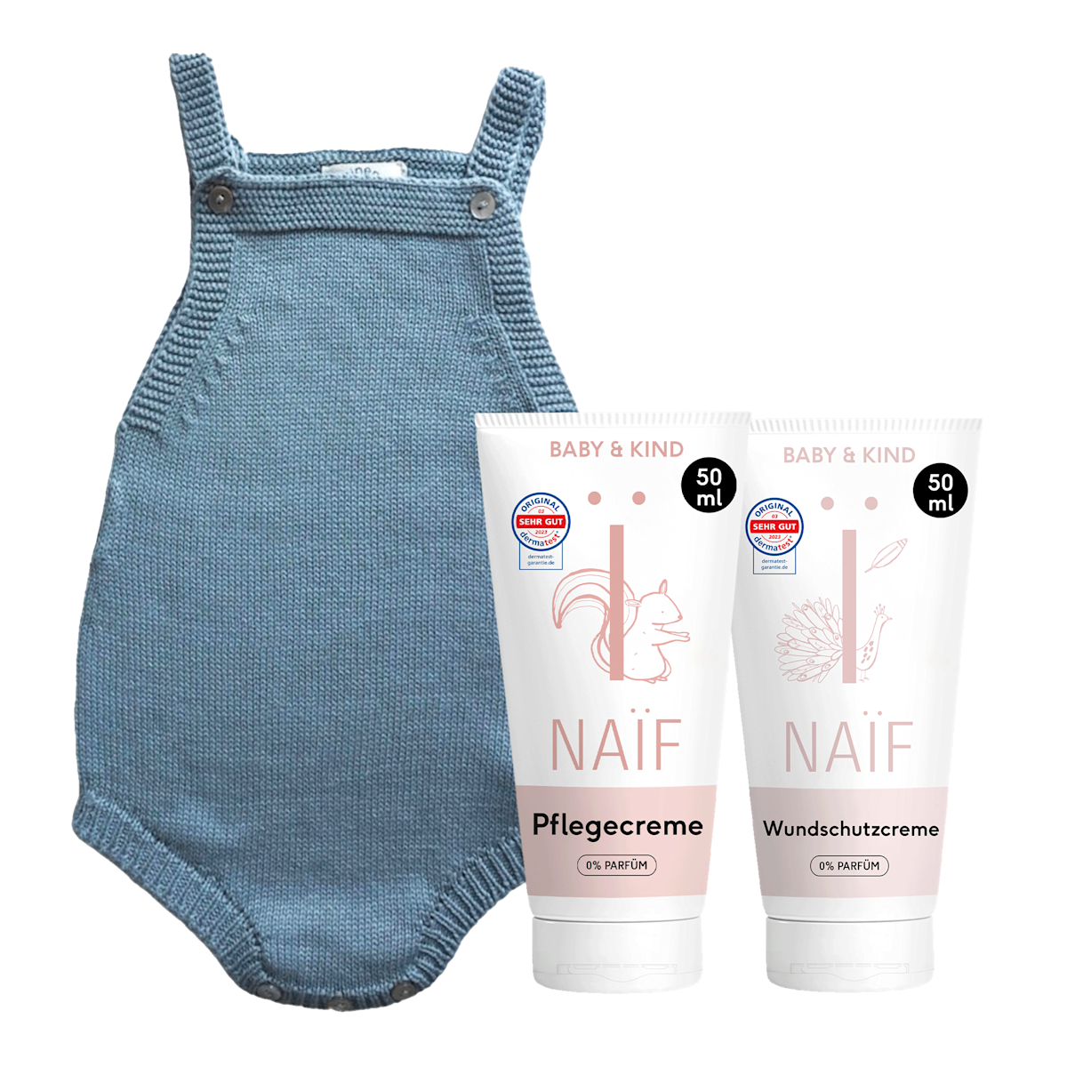 B150 - Baby Care Set mit Mineni Strampler wundschutzcreme 0-