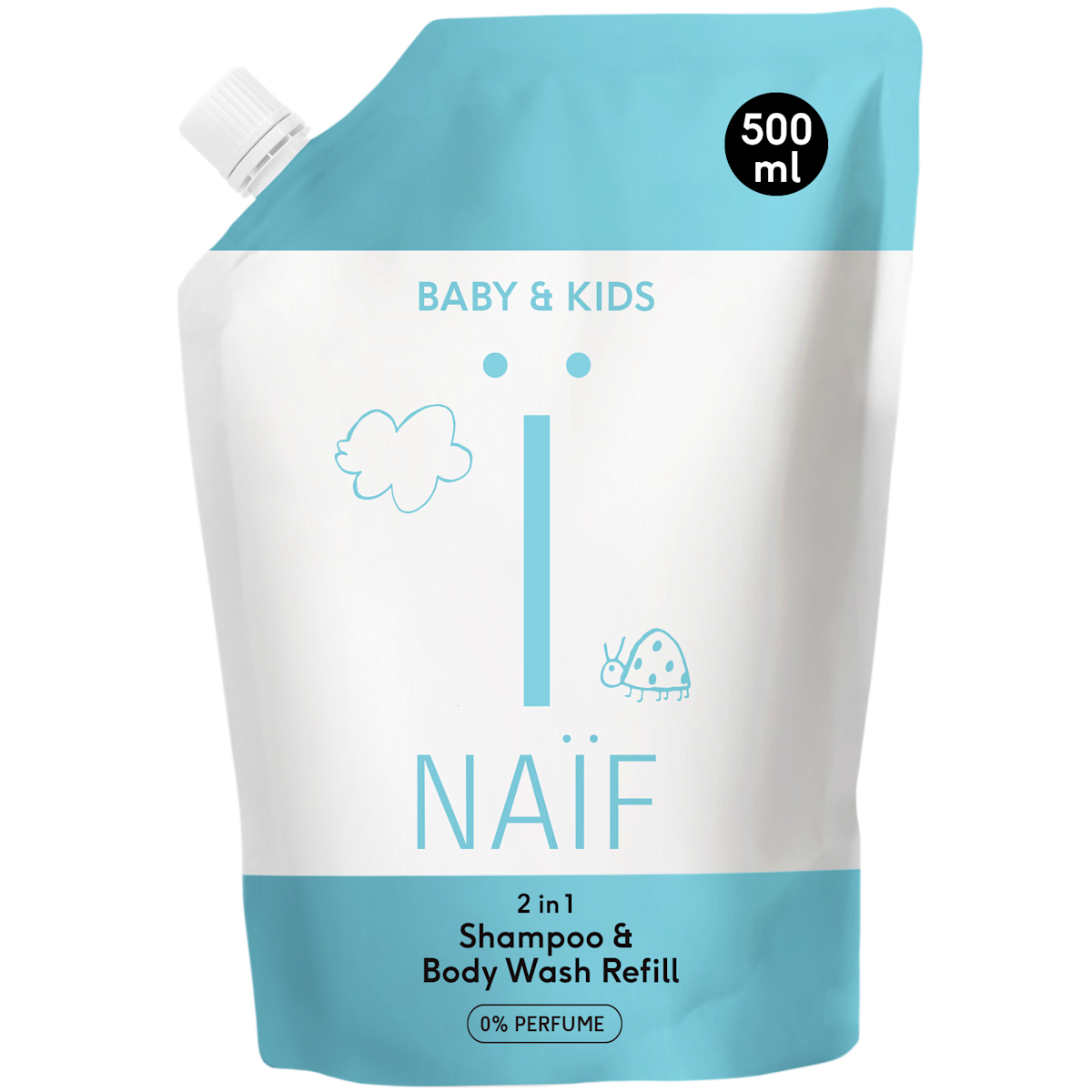 2-in-1 Shampoo & Body Wash voor Baby & Kids navulverpakking 500ml 0% Parfum