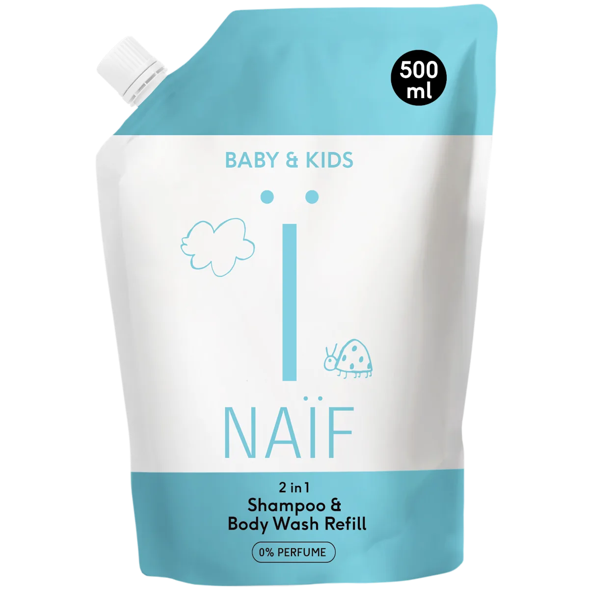 2-in-1 Shampoo & Body Wash voor Baby & Kids navulverpakking 500ml 0% Parfum