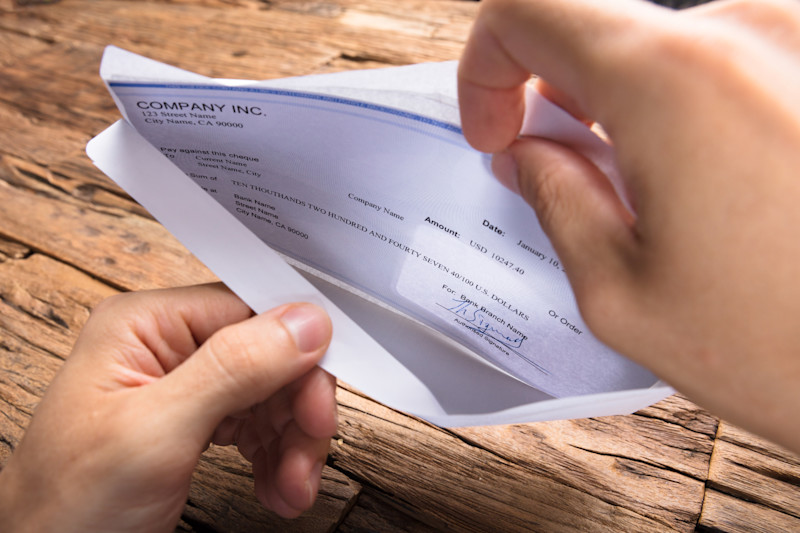 Check inside an envelope