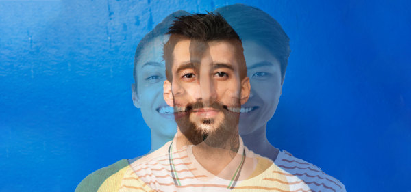 three faces superimposed on each other