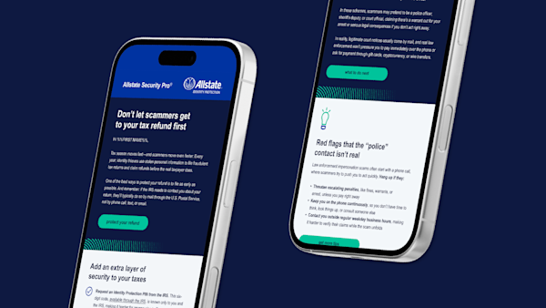 Two phones display Security Pro alerts on their screens