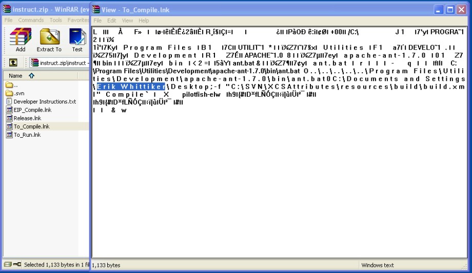 Screenshot of program files