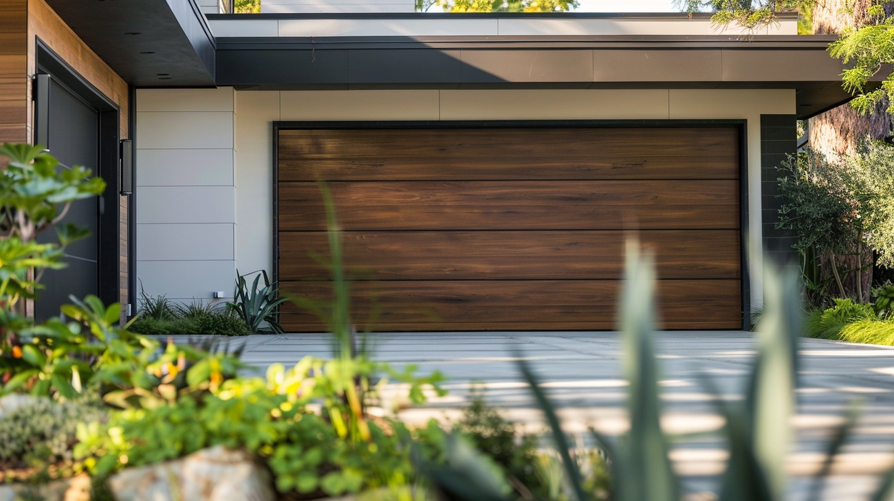 fake wood garage doors photo