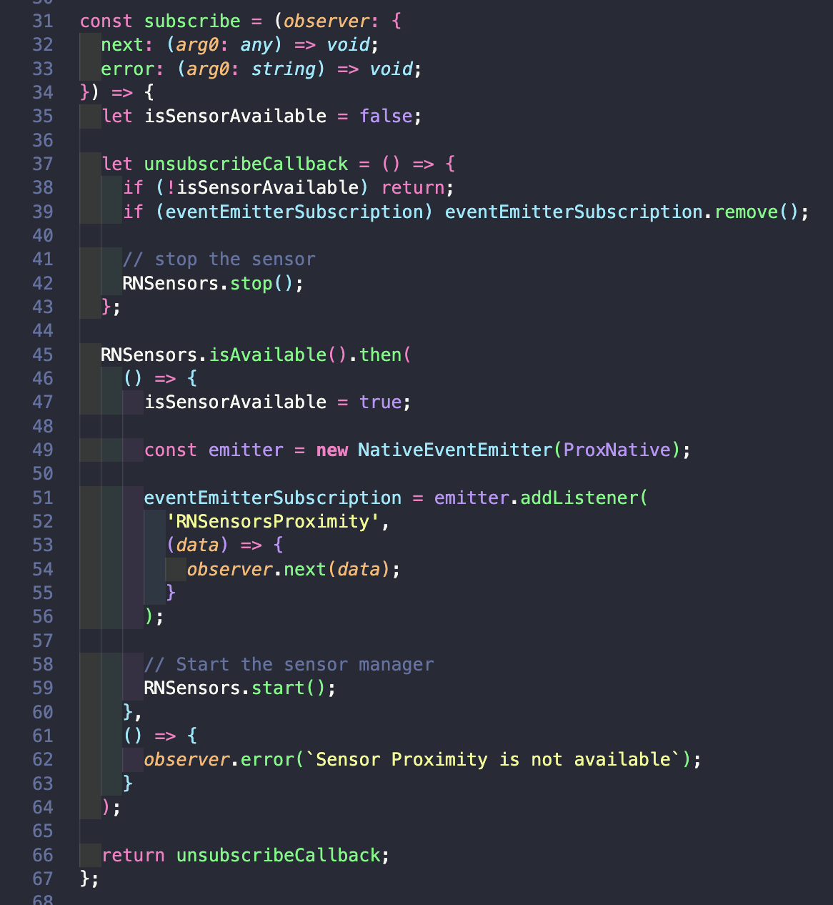 Proximity JS code