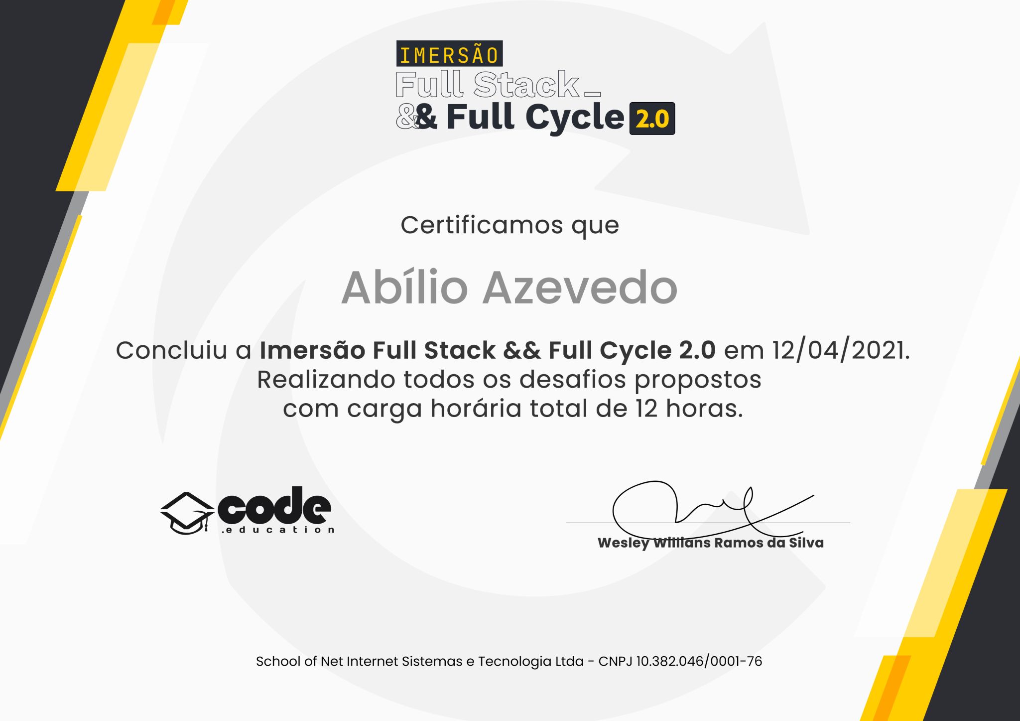 Cover Image for Full Stack & Full Cycle Immersion 2.0