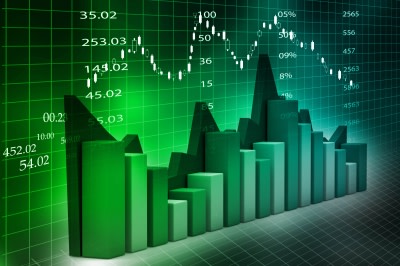 Green digital stock chart