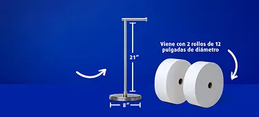 Portarrollos de acero inoxidable  cepillado prémium de 21 pulgadas x 8 pulgadas y 2 rollos Forever Roll uno al lado del otro