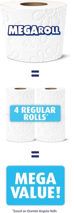 Un Mega Rollo equivale a 4 rollos regulares, ¡para un mega valor!