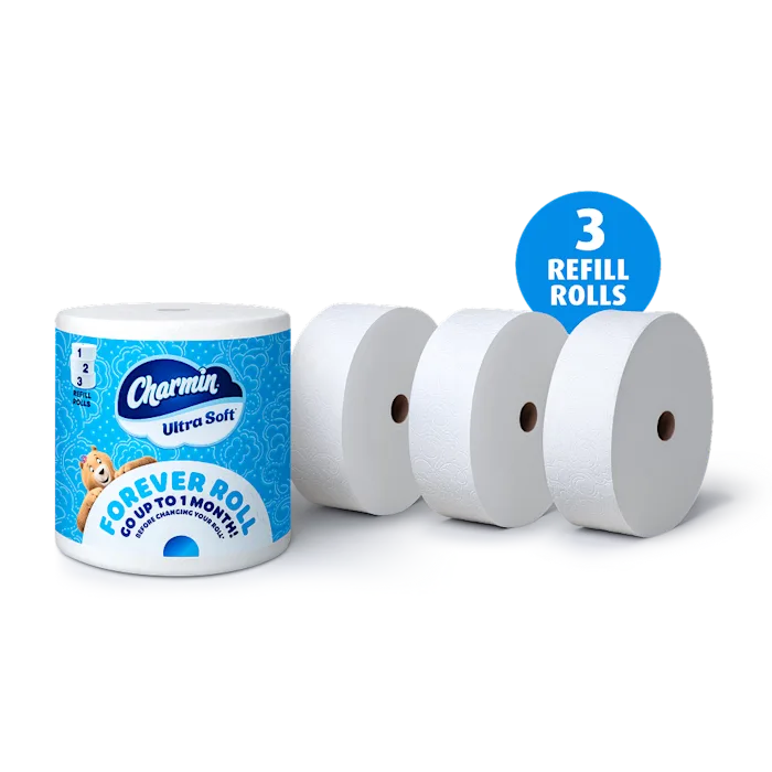 3 rollos Forever Roll al lado del Refill Pack