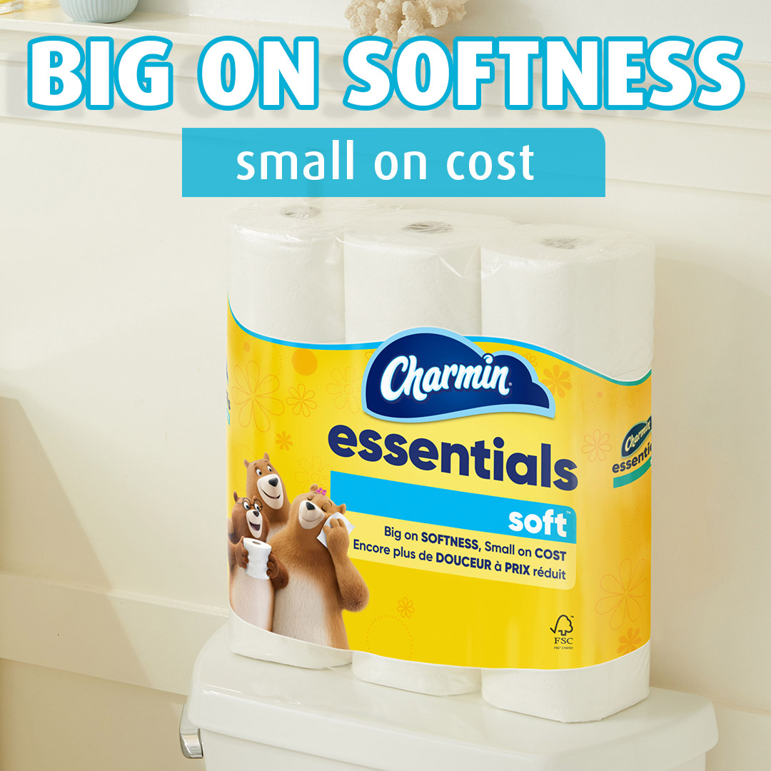 Charmin essentials soft mega roll are big on softness and small on cost