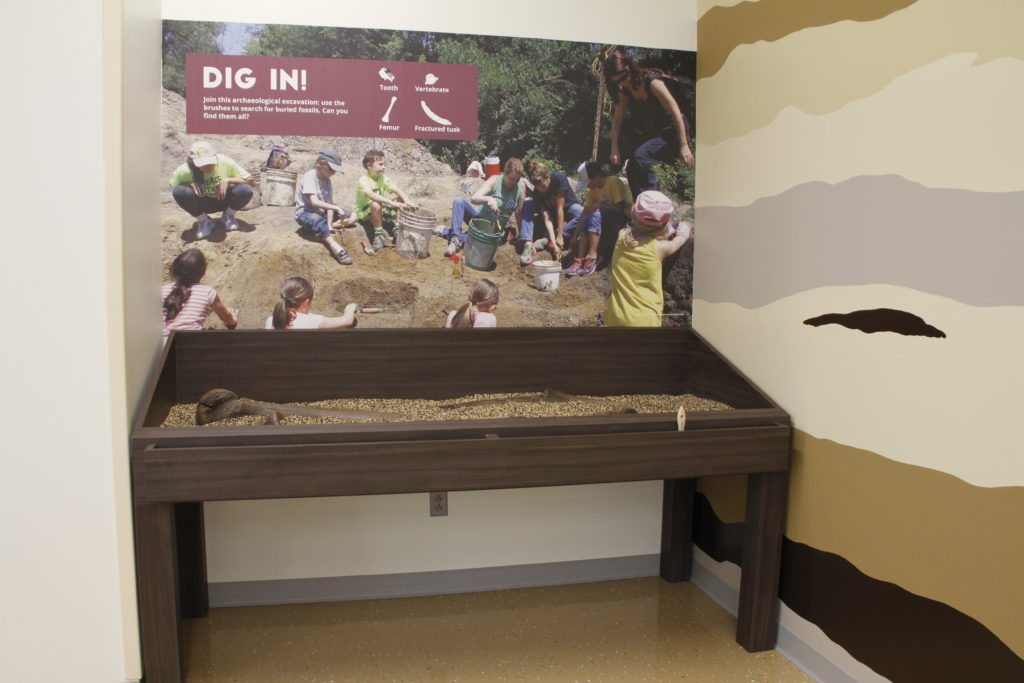 Dig table interactive at Mahaska County Conservation Learning Center.