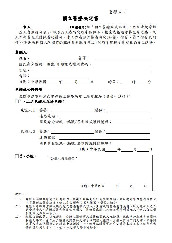 為自己發聲,預立醫囑:尊重每個人的自主權