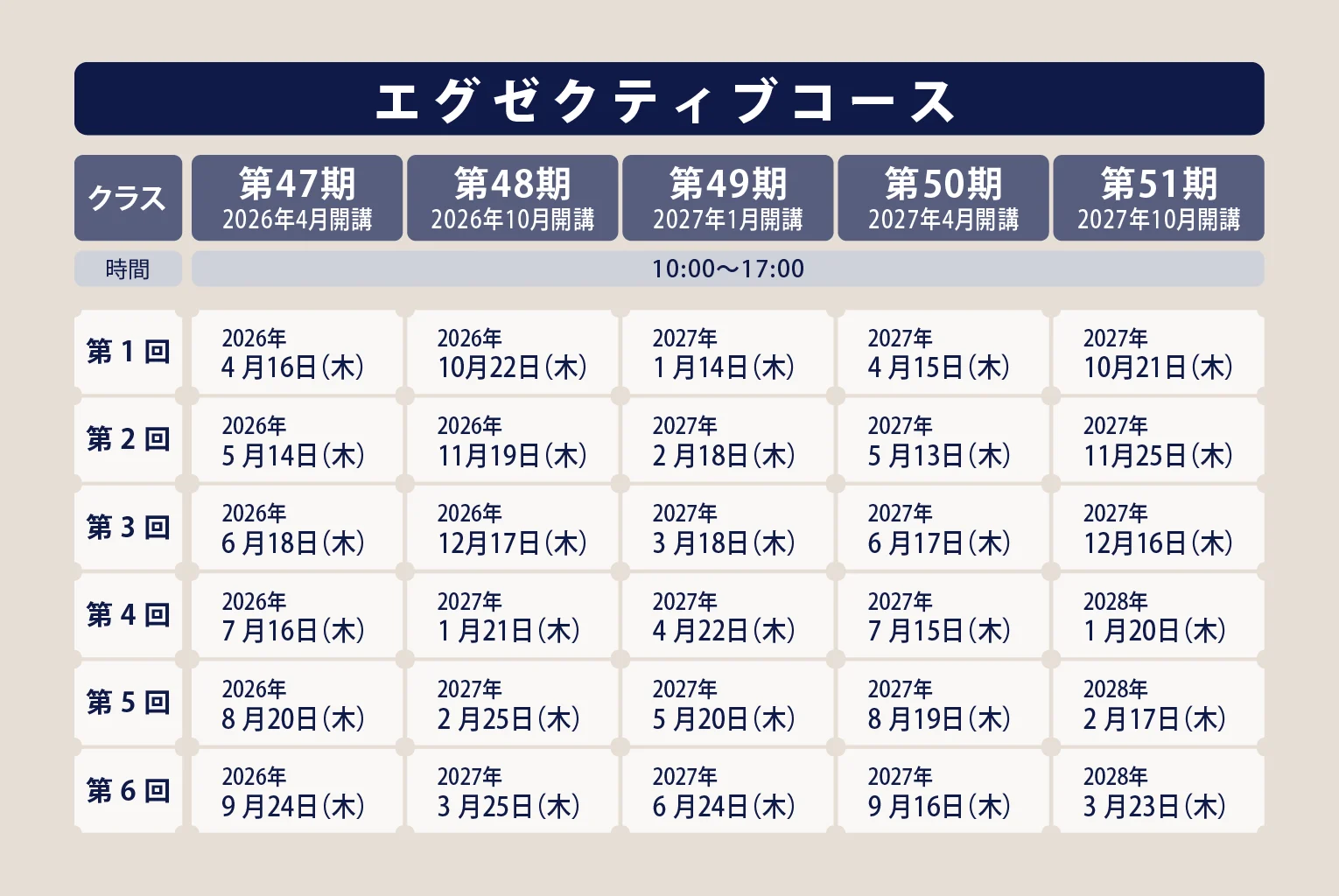 エグゼクティブコース スケジュール