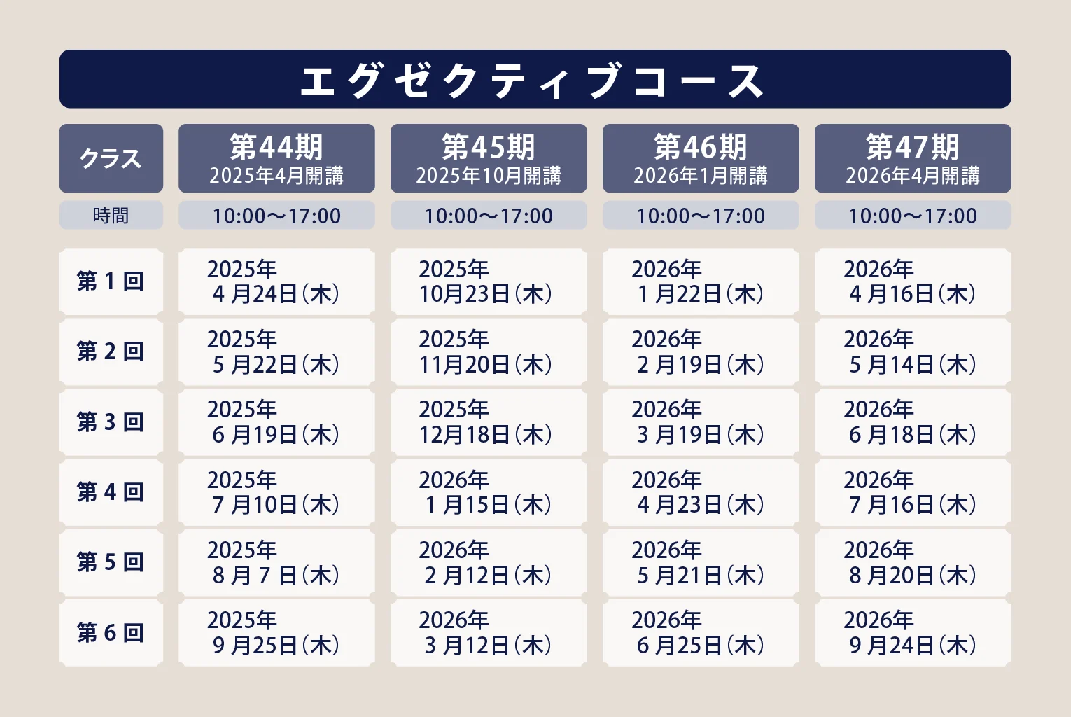 エグゼクティブコース スケジュール