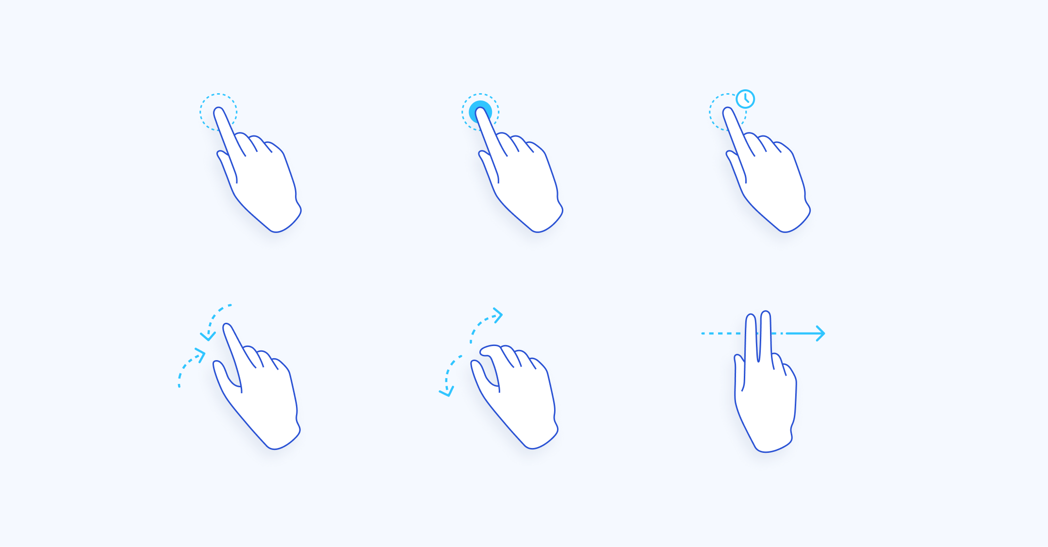 Gestures used to interact with an app