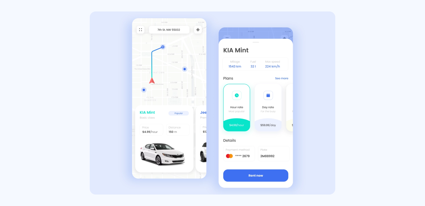 Tracking car in an app, image credit: Dribbble