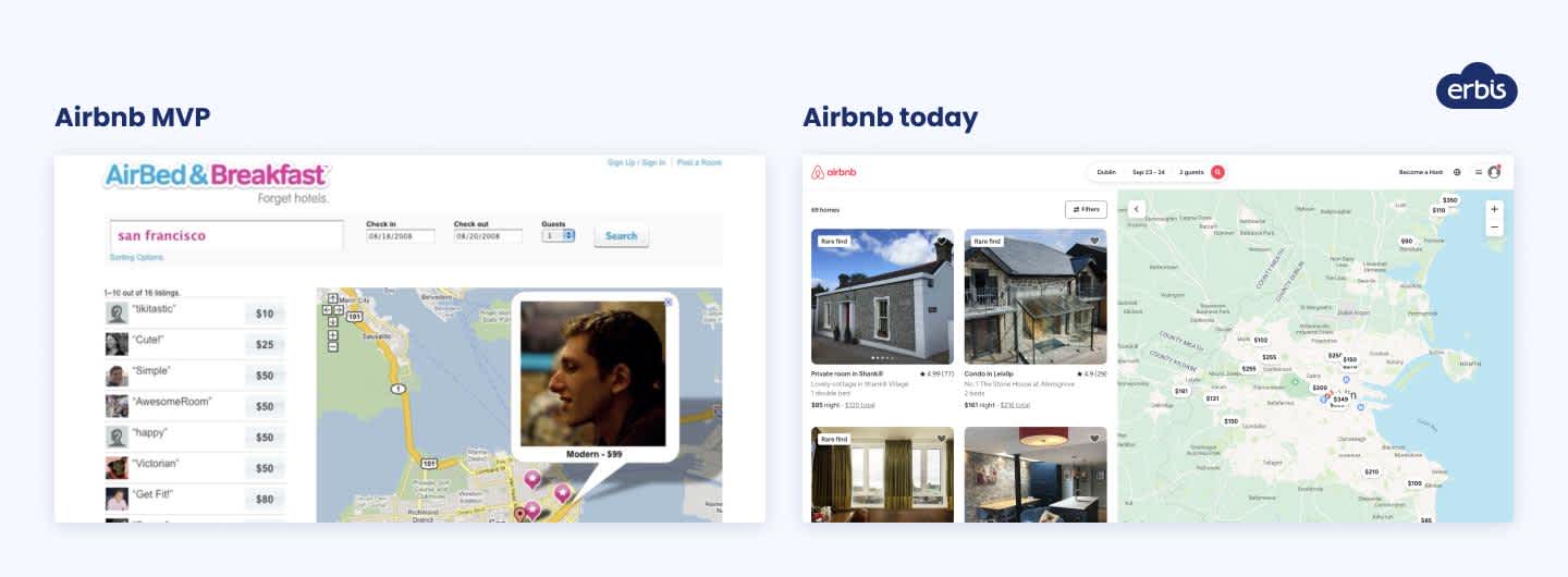 Airbnb MVP vs. Airbnb today