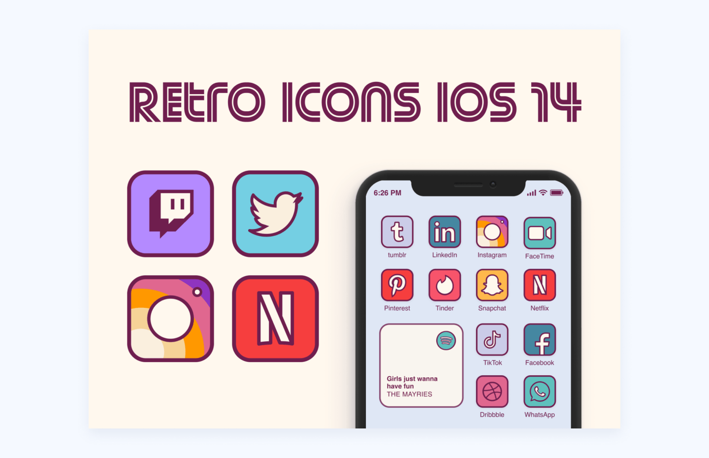 Customized retro icons for iOS 14, author: Ruxandra Nastase