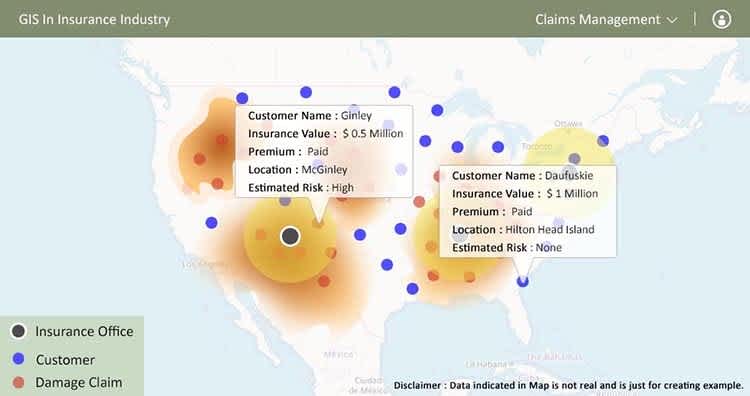 GIS app for insurance and finance
