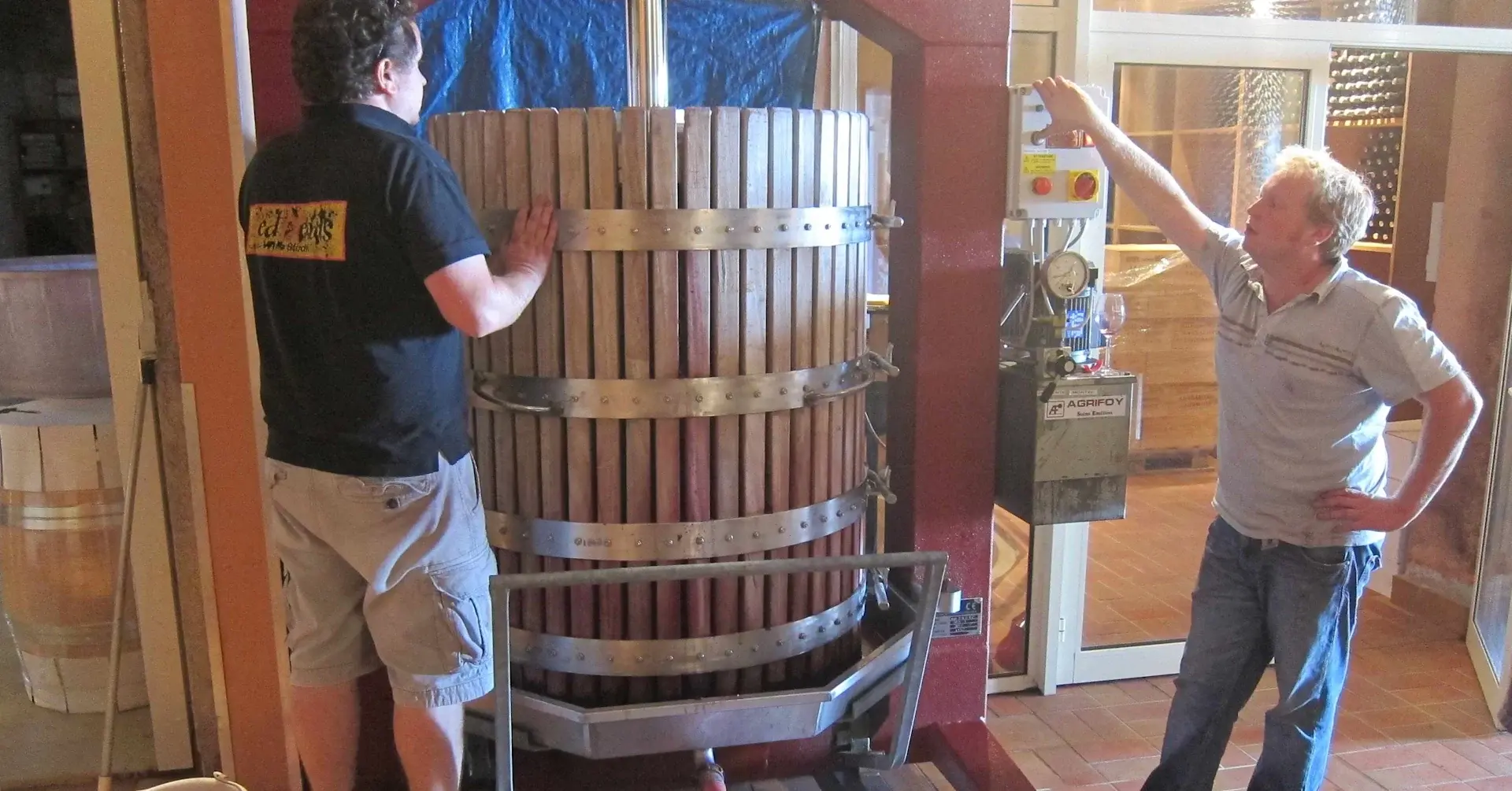 pressing grapes