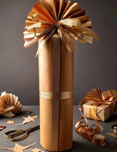wrapping paper fan and ribbon