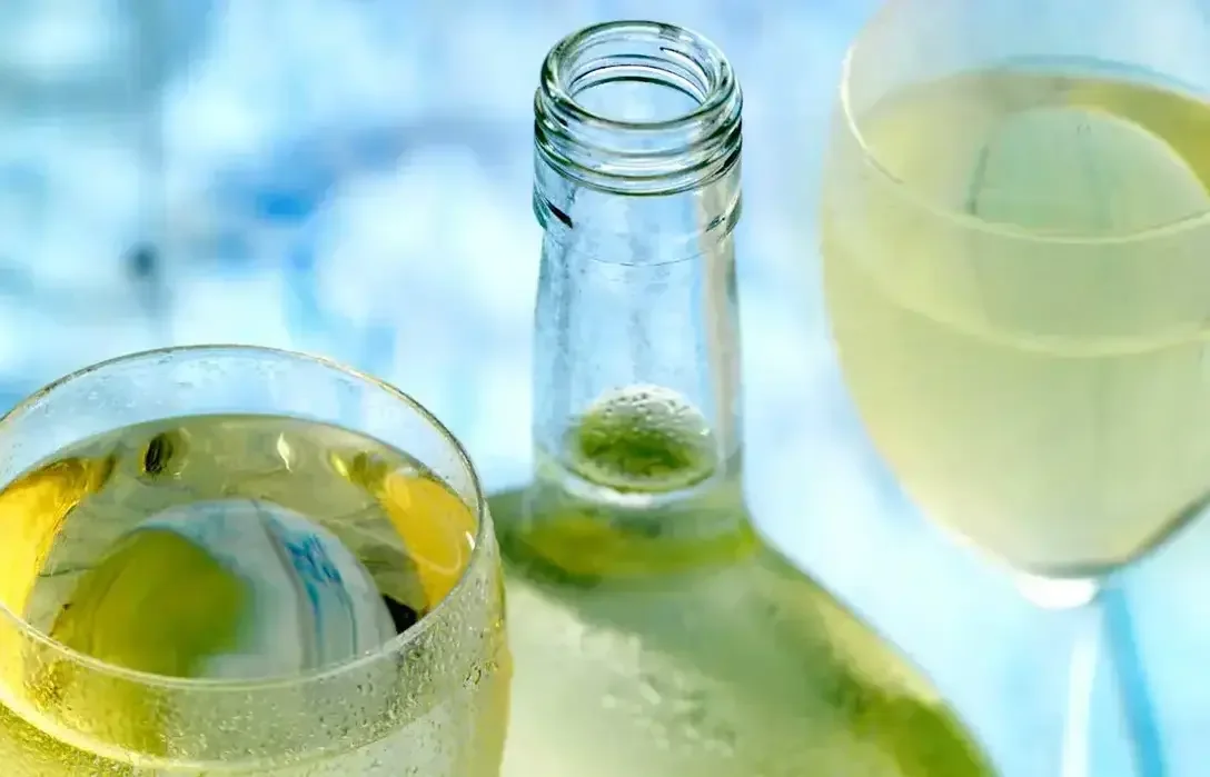 Vinho verde wine bottle and glass