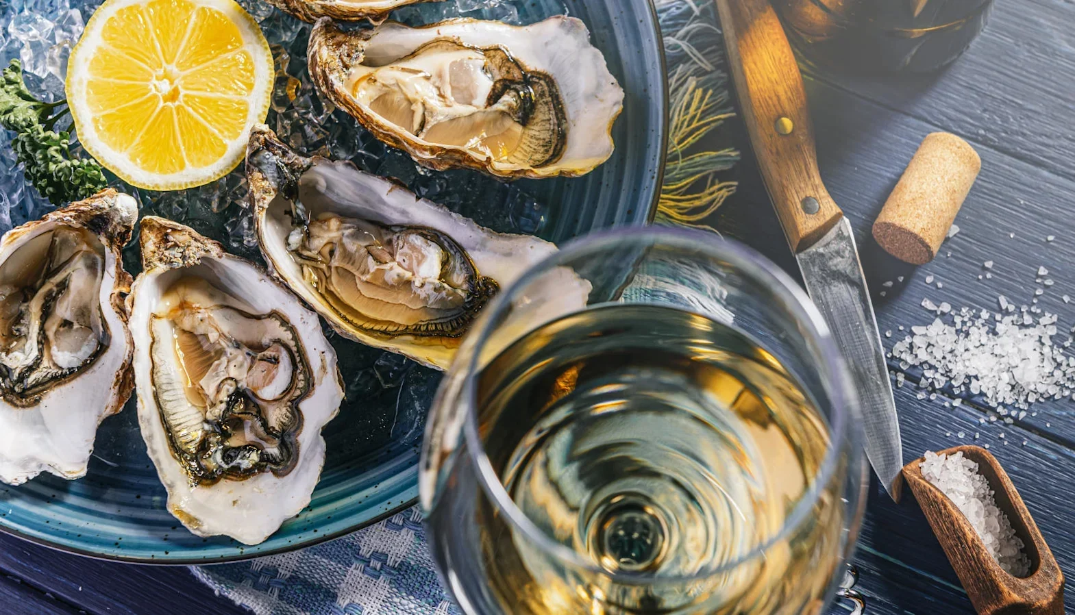 white wine with oysters