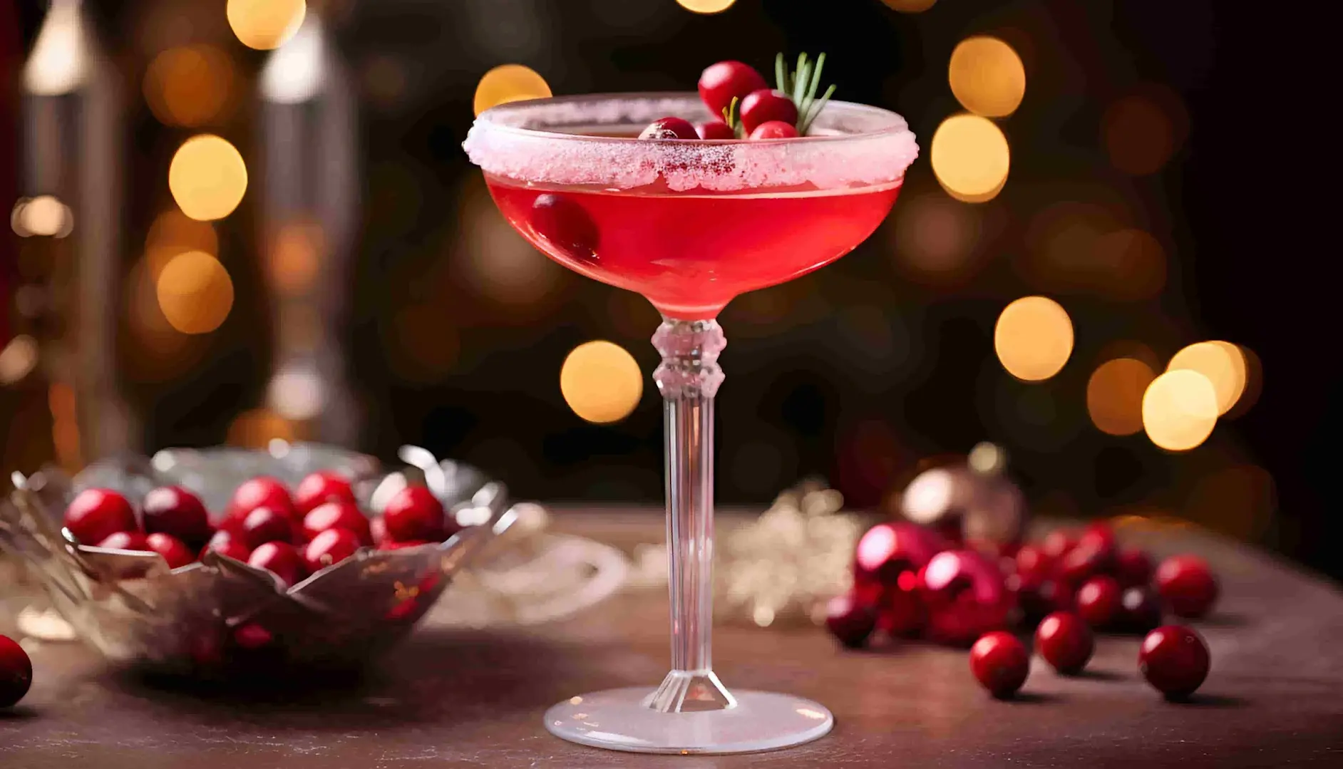 A red/pink Christmas cocktail punch