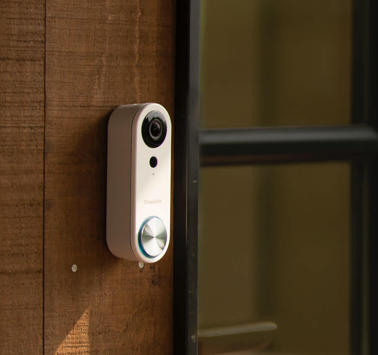 Doorbell angled on glass door