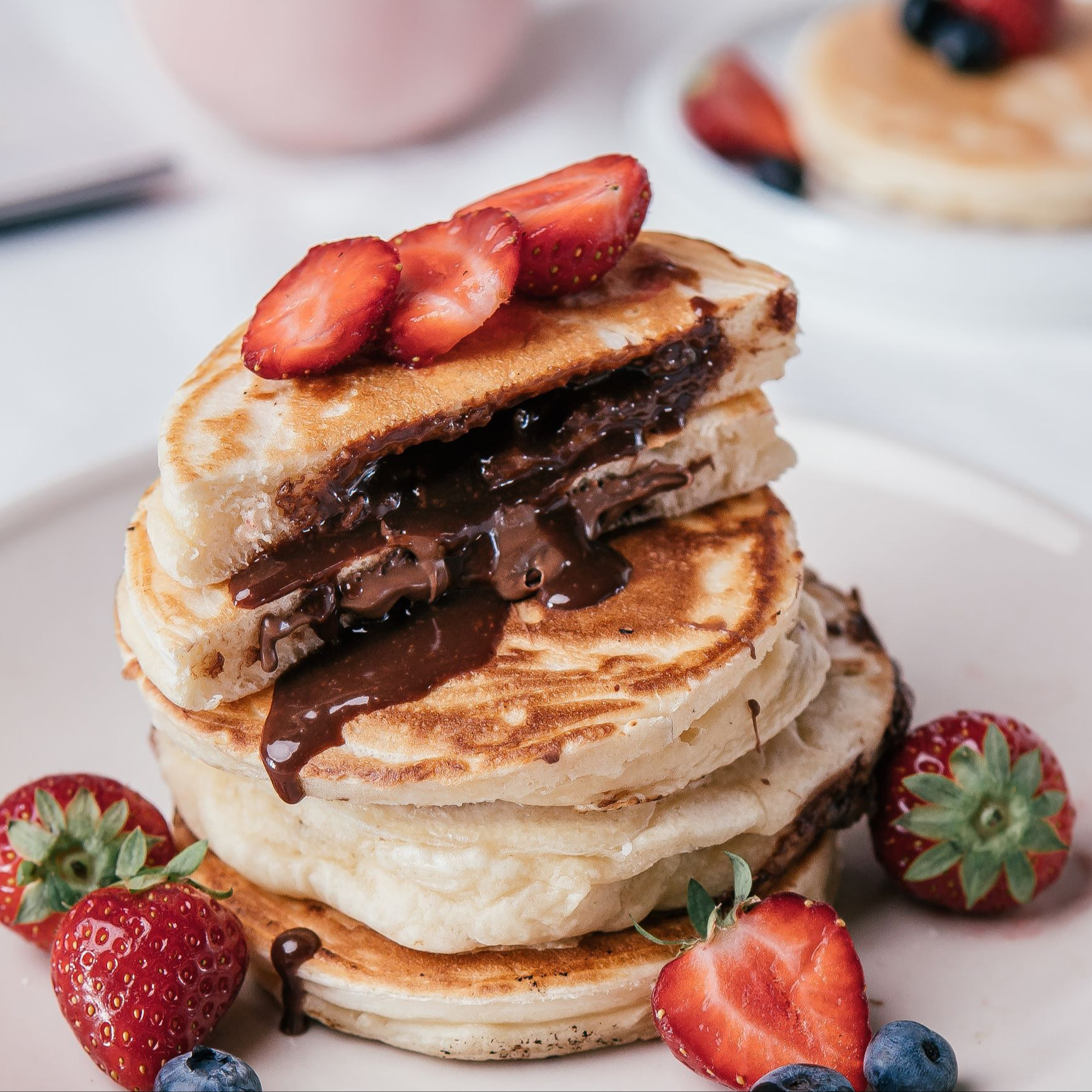 Stuffed American pancakes chocoladepasta 