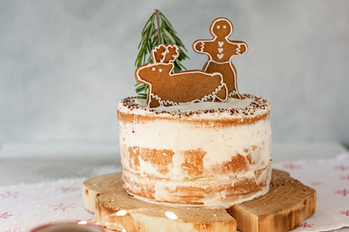 Naked gingerbread kersttaart