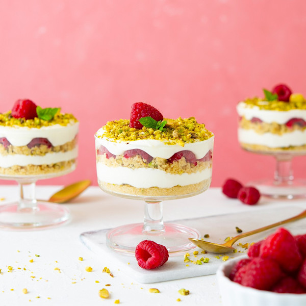 Pistache frambozen trifle