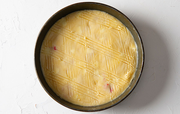 Boterkoek met citroen, frambozen en witte chocolade