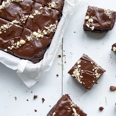 Gezonde brownie met chocoladeganache